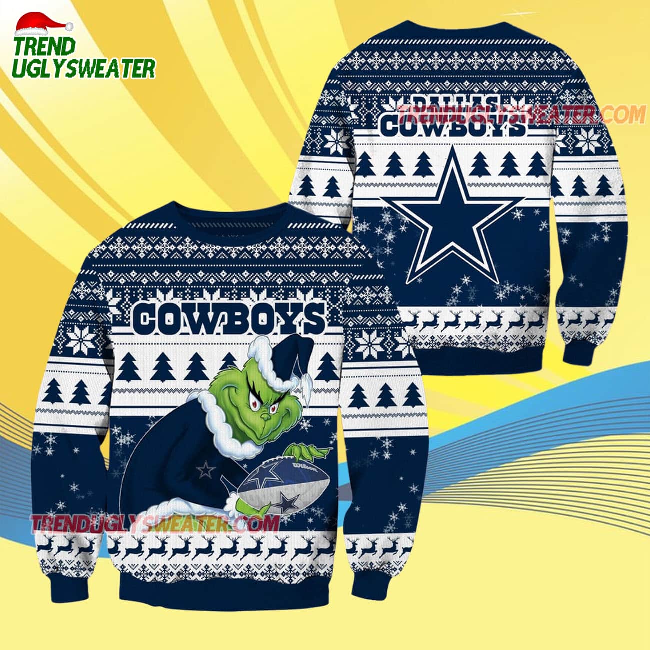 Dallas Cowboys Football Grinch Christmas Ugly Sweater Dallas Cowboys Football Grinch Christmas Ugly Sweater