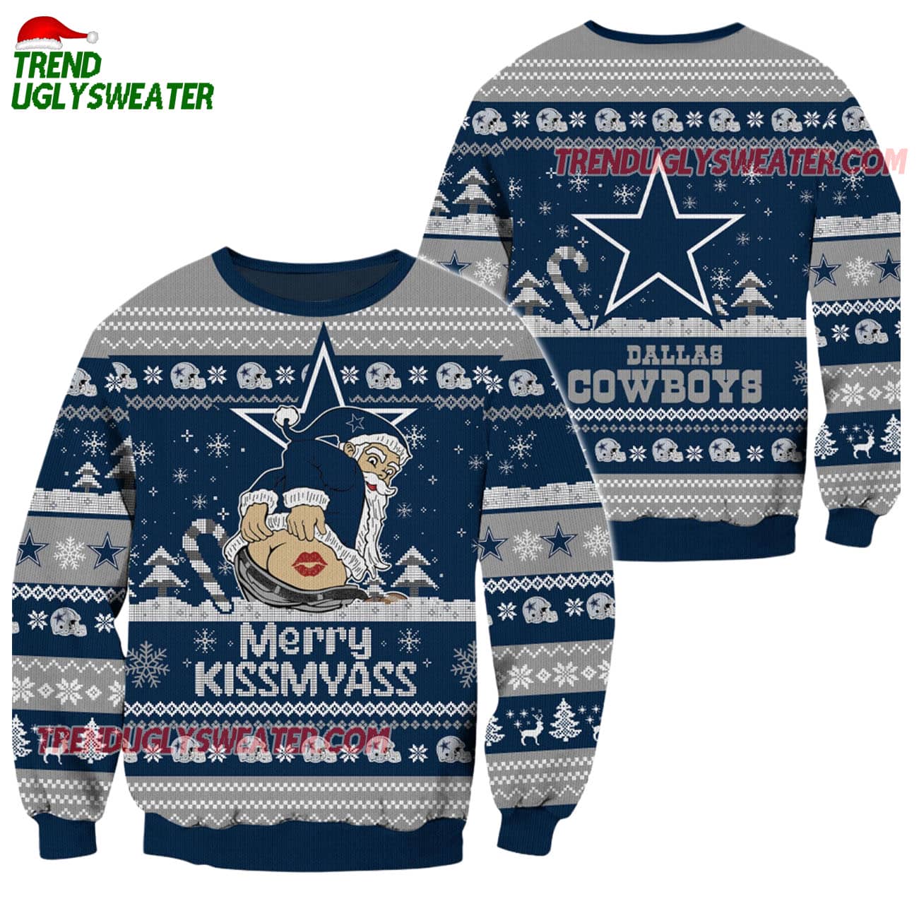 Dallas Cowboys Merrykissmyass Funny Santa Claus Christmas Ugly Sweater Dallas Cowboys Merrykissmyass Funny Santa Claus Christmas Ugly Sweater
