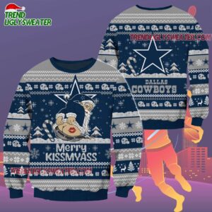 Dallas Cowboys Merrykissmyass Funny Santa Claus Christmas Ugly Sweater 2