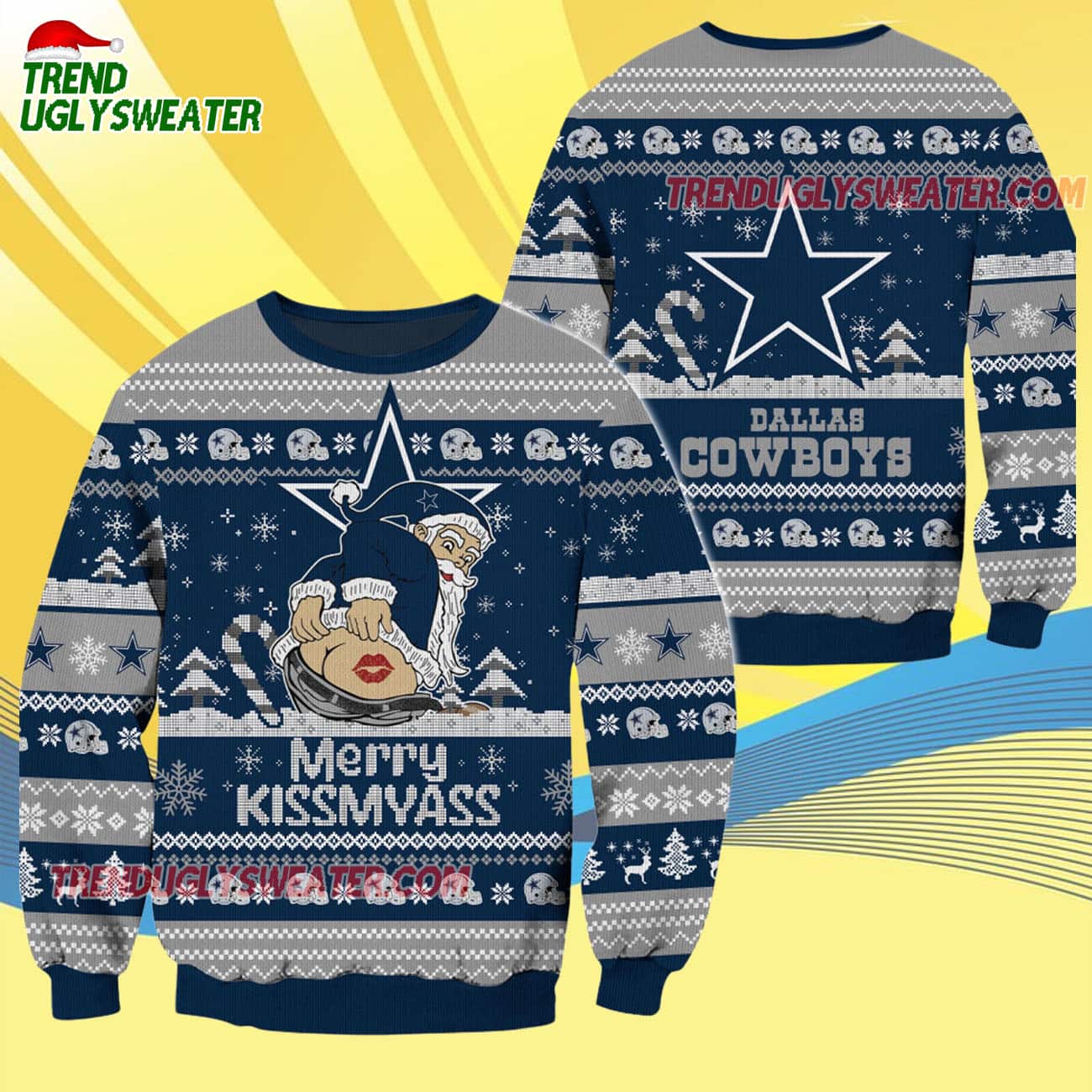 Dallas Cowboys Merrykissmyass Funny Santa Claus Christmas Ugly Sweater Dallas Cowboys Merrykissmyass Funny Santa Claus Christmas Ugly Sweater