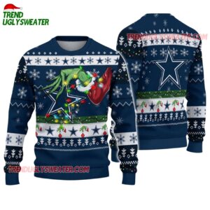 Dallas Cowboys Special Grinchs Hand Football Christmas Ugly Sweater 1
