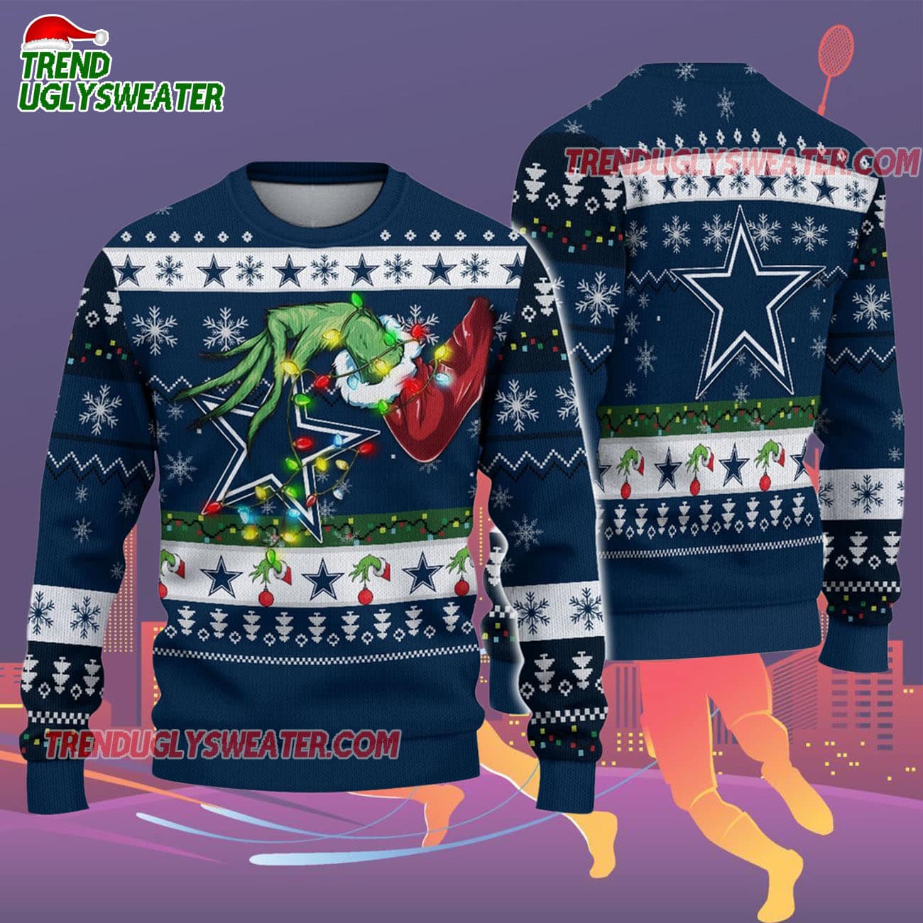 Dallas Cowboys Special Grinchs Hand Football Christmas Ugly Sweater Dallas Cowboys Special Grinchs Hand Football Christmas Ugly Sweater