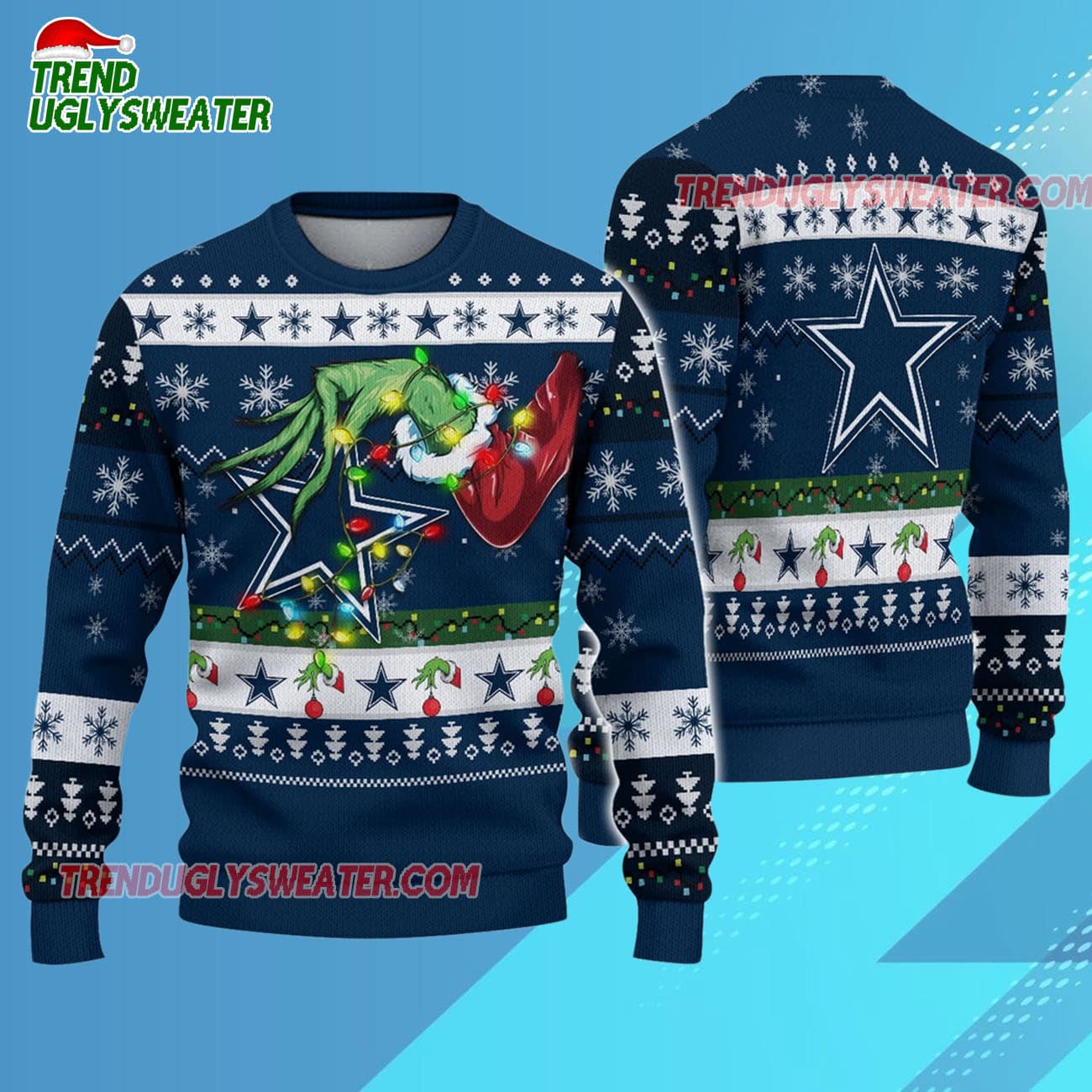 Dallas Cowboys Special Grinchs Hand Football Christmas Ugly Sweater Dallas Cowboys Special Grinchs Hand Football Christmas Ugly Sweater