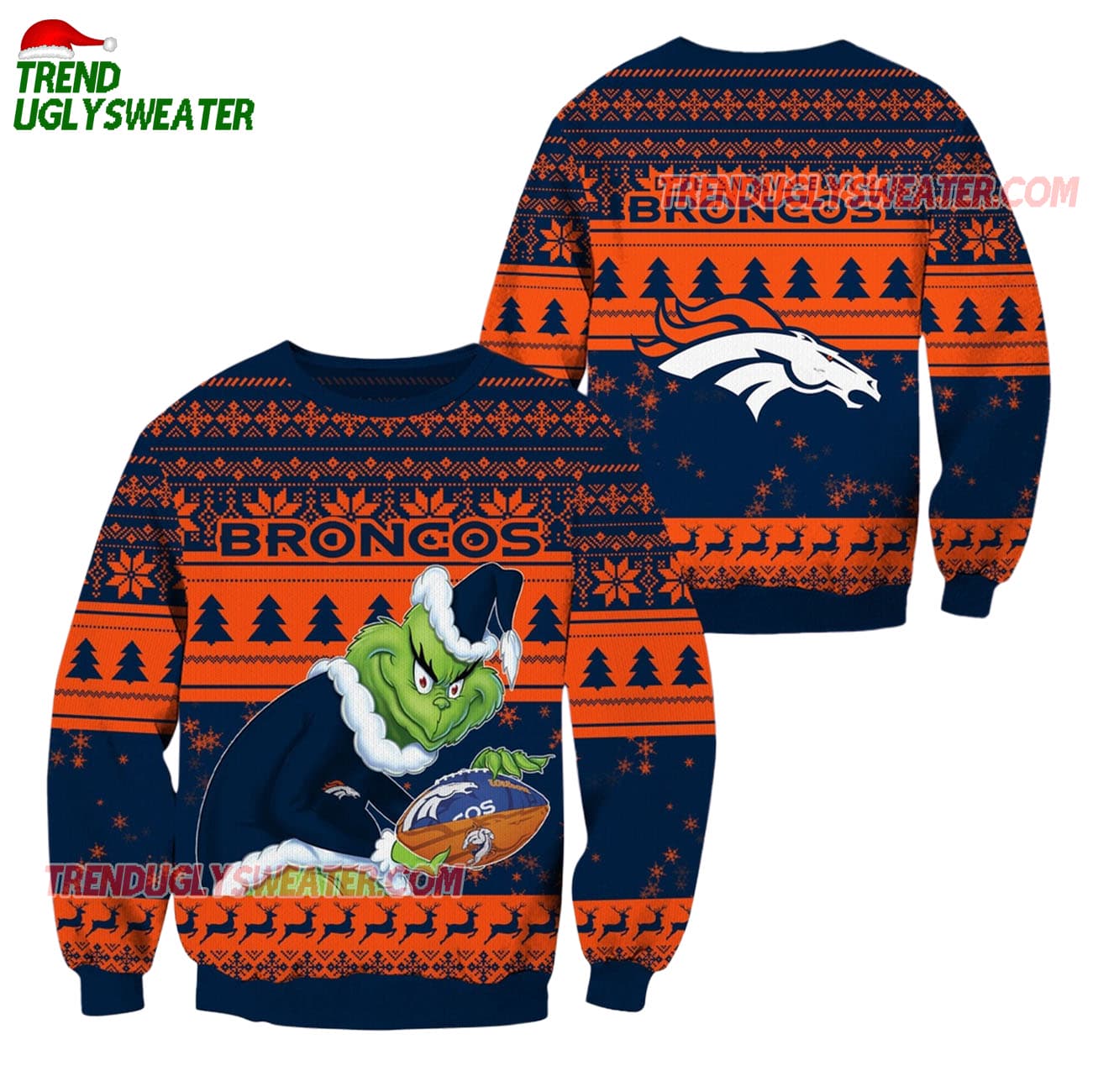 Denver Broncos Football Grinch Christmas Ugly Sweater Denver Broncos Football Grinch Christmas Ugly Sweater