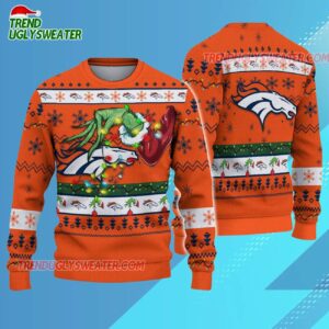Denver Broncos Special Grinchs Hand Football Christmas Ugly Sweater 2 Denver Broncos Special Grinchs Hand Football Christmas Ugly Sweater 3