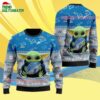 Detroit Lions Baby Yoda Hug The Ball Christmas Ugly Sweater 4