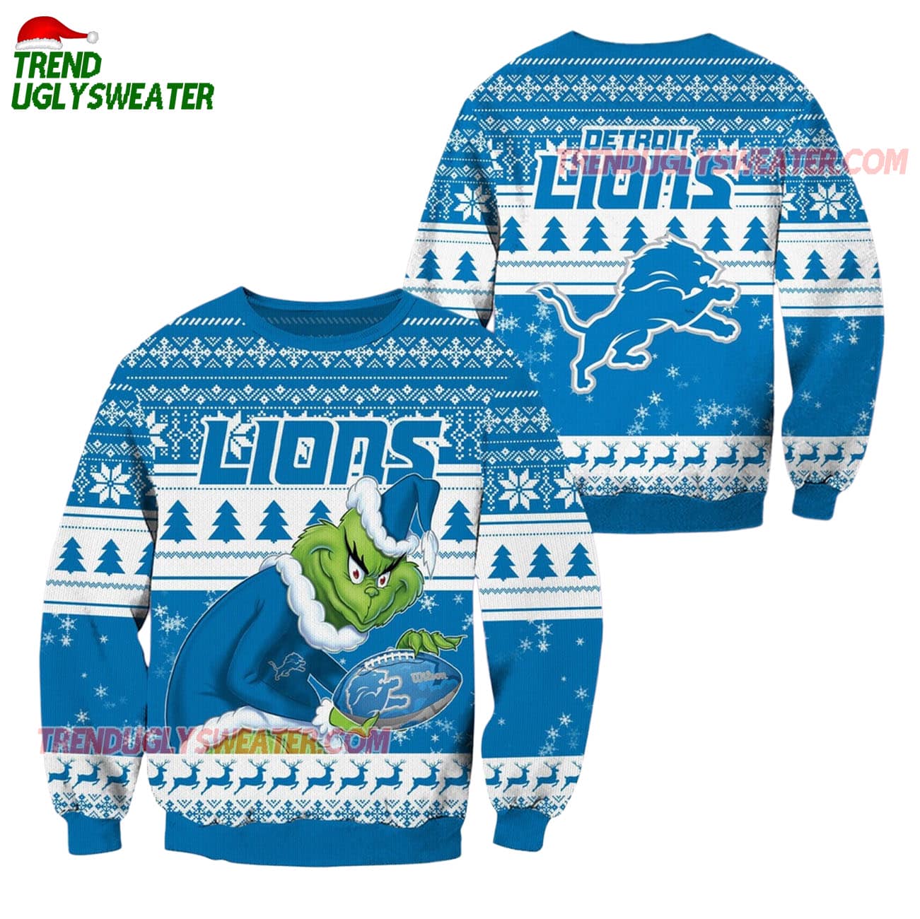 Detroit Lions Football Grinch Christmas Ugly Sweater Detroit Lions Football Grinch Christmas Ugly Sweater