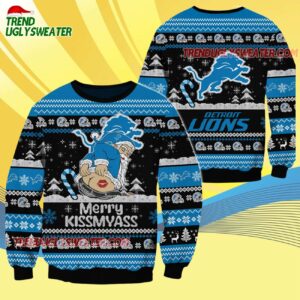 Detroit Lions Merrykissmyass Funny Santa Claus Christmas Ugly Sweater 4