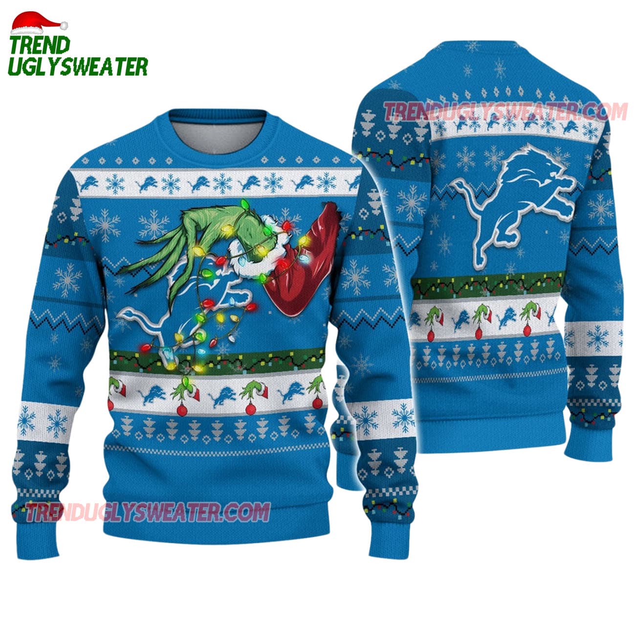 Detroit Lions Special Grinchs Hand Football Christmas Ugly Sweater Detroit Lions Special Grinchs Hand Football Christmas Ugly Sweater