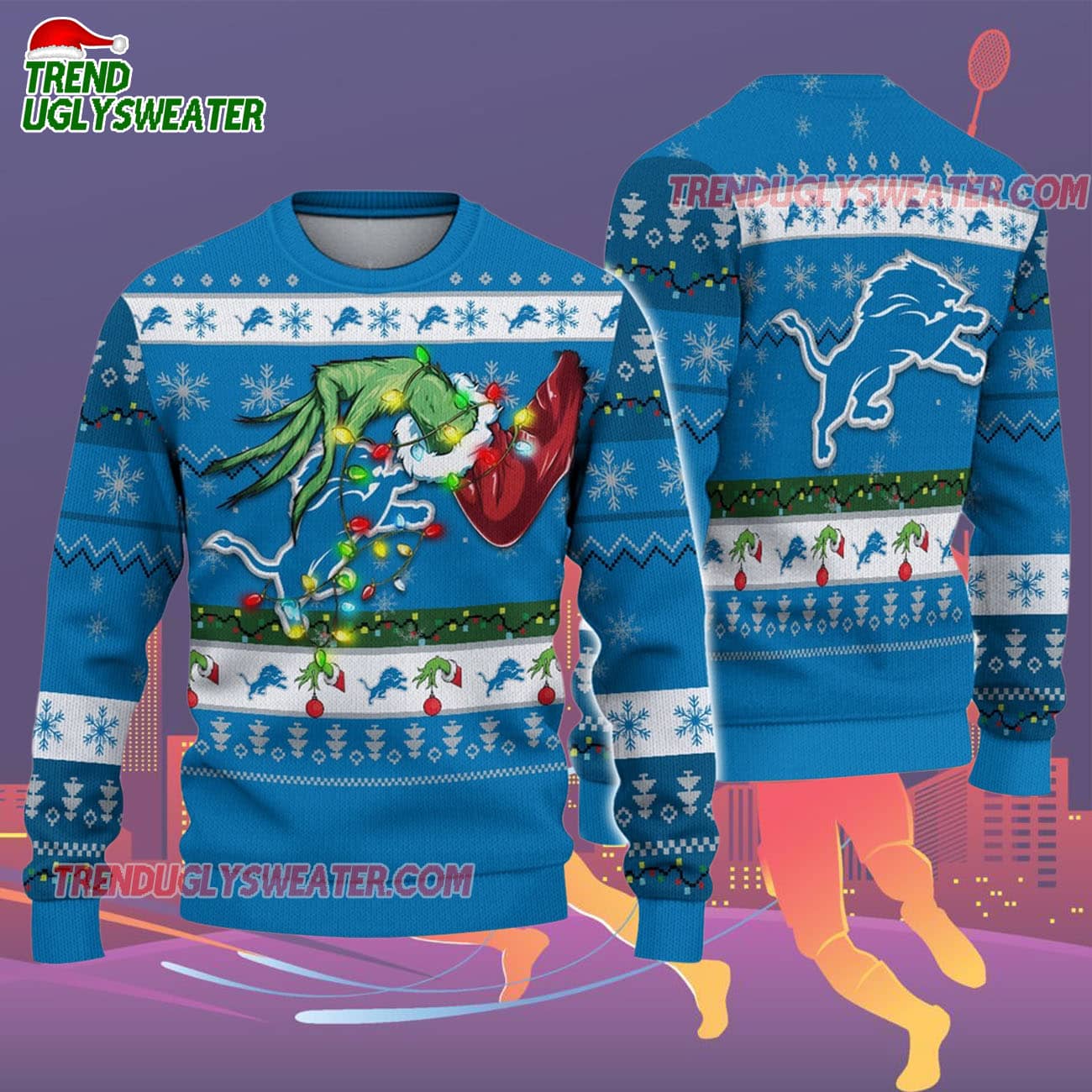 Detroit Lions Special Grinchs Hand Football Christmas Ugly Sweater Detroit Lions Special Grinchs Hand Football Christmas Ugly Sweater