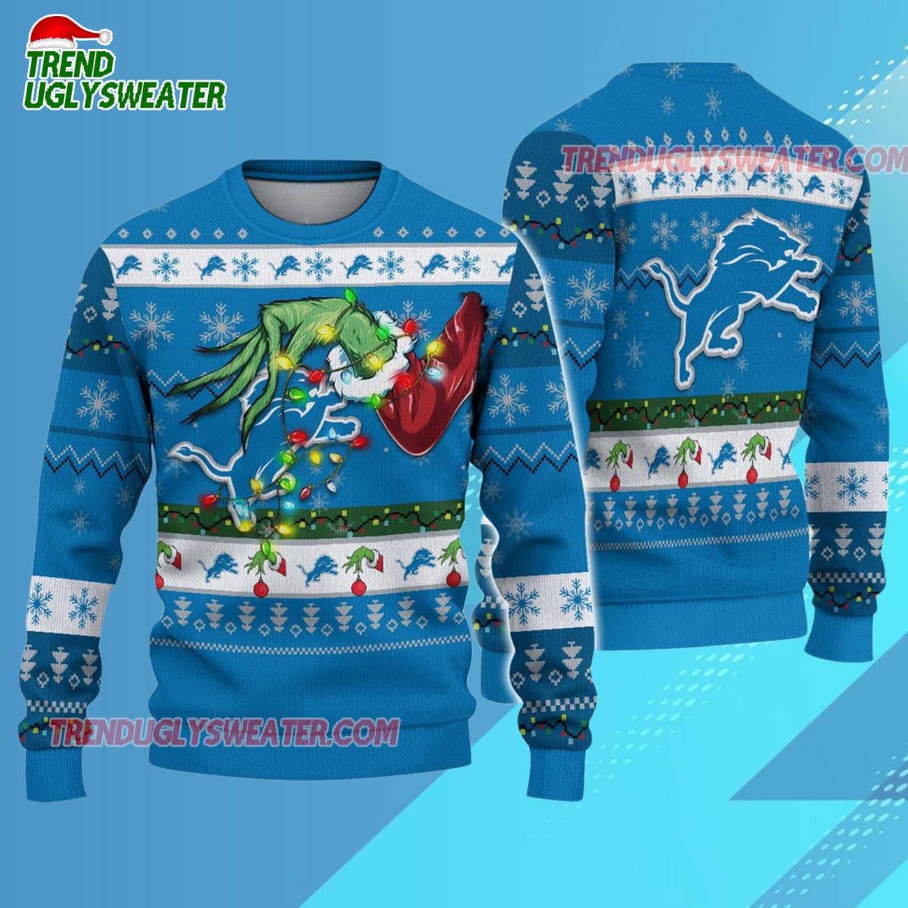Detroit Lions Special Grinchs Hand Football Christmas Ugly Sweater Detroit Lions Special Grinchs Hand Football Christmas Ugly Sweater