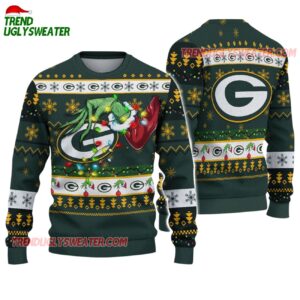 Green Bay Packers Special Grinchs Hand Football Christmas Ugly Sweater 1