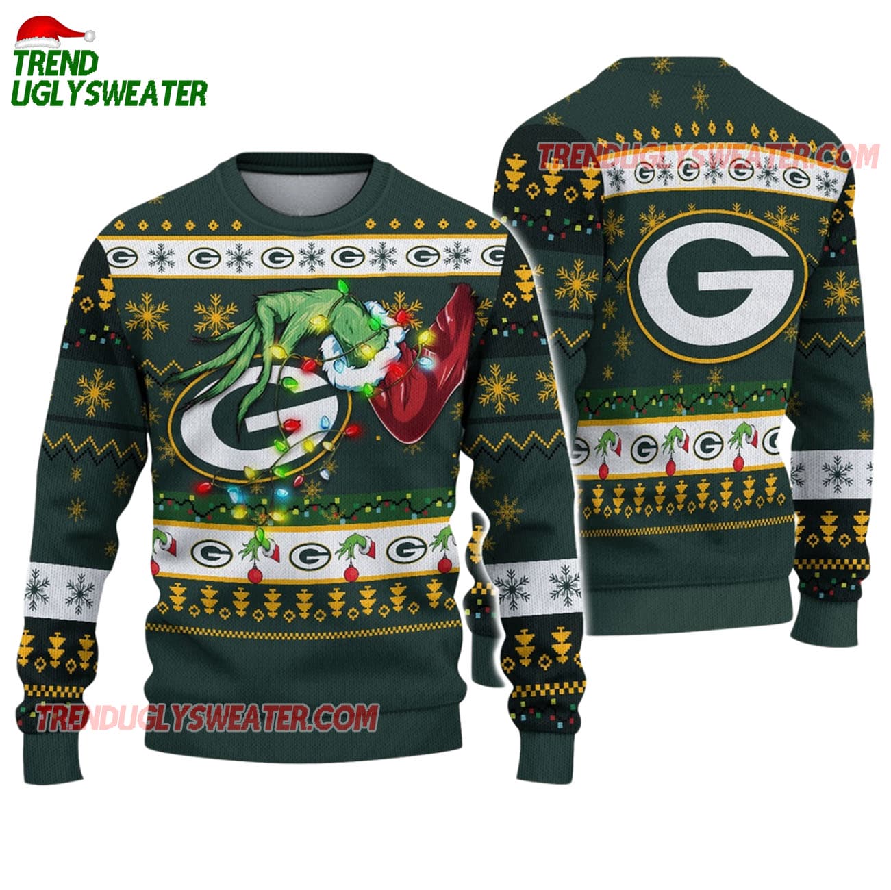 Green Bay Packers Special Grinchs Hand Football Christmas Ugly Sweater Green Bay Packers Special Grinchs Hand Football Christmas Ugly Sweater