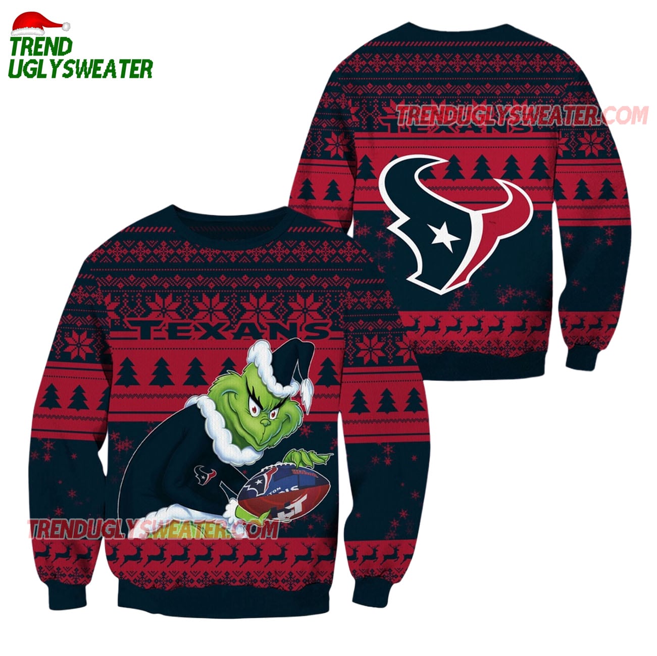 Houston Texans Football Grinch Christmas Ugly Sweater Houston Texans Football Grinch Christmas Ugly Sweater