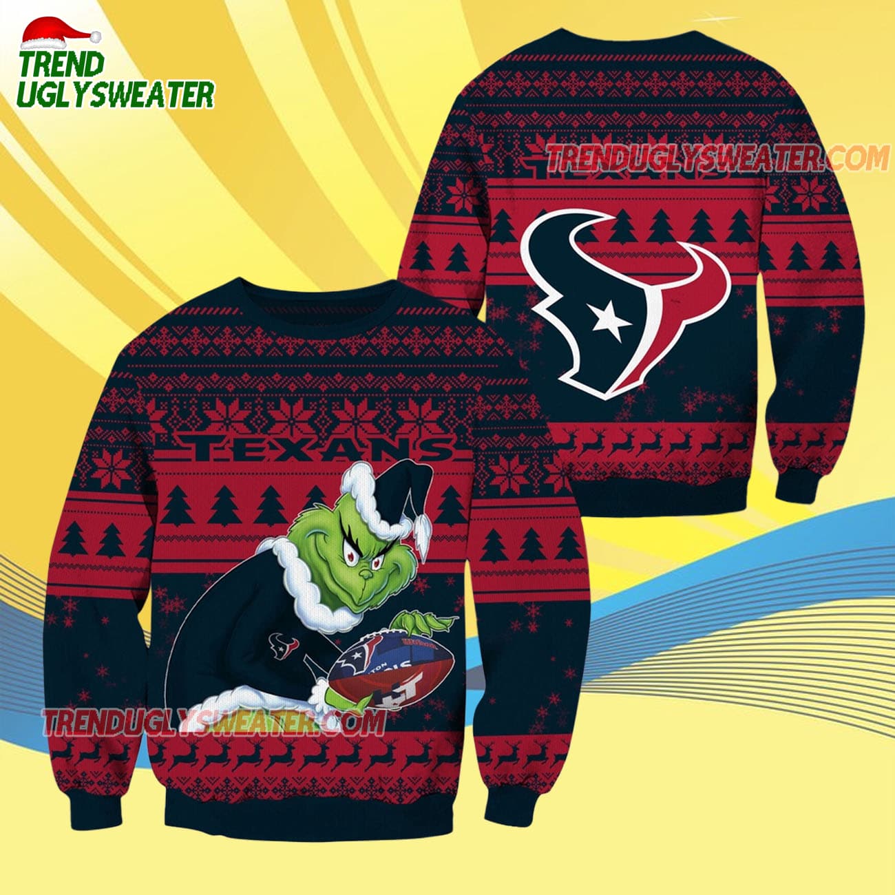 Houston Texans Football Grinch Christmas Ugly Sweater Houston Texans Football Grinch Christmas Ugly Sweater
