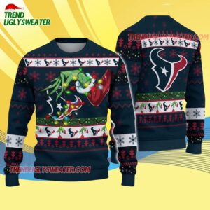 Houston Texans Special Grinchs Hand Football Christmas Ugly Sweater 4