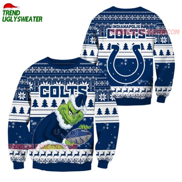 Indianapolis Colts Football Grinch Christmas Ugly Sweater 1