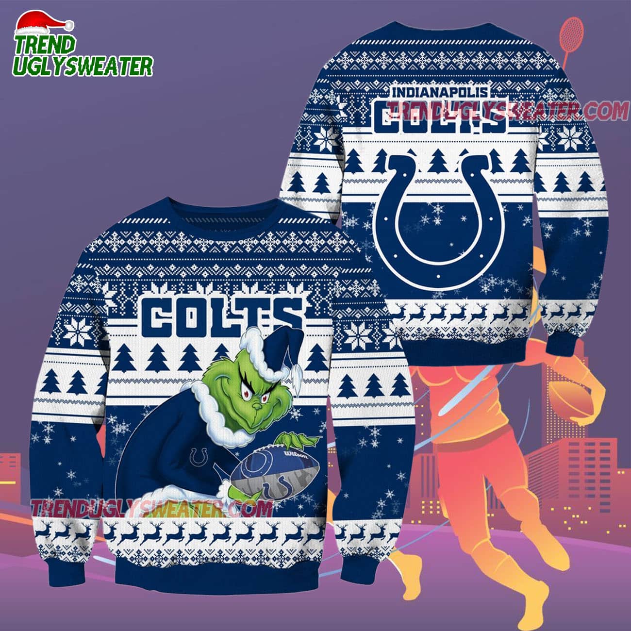 Indianapolis Colts Football Grinch Christmas Ugly Sweater Indianapolis Colts Football Grinch Christmas Ugly Sweater