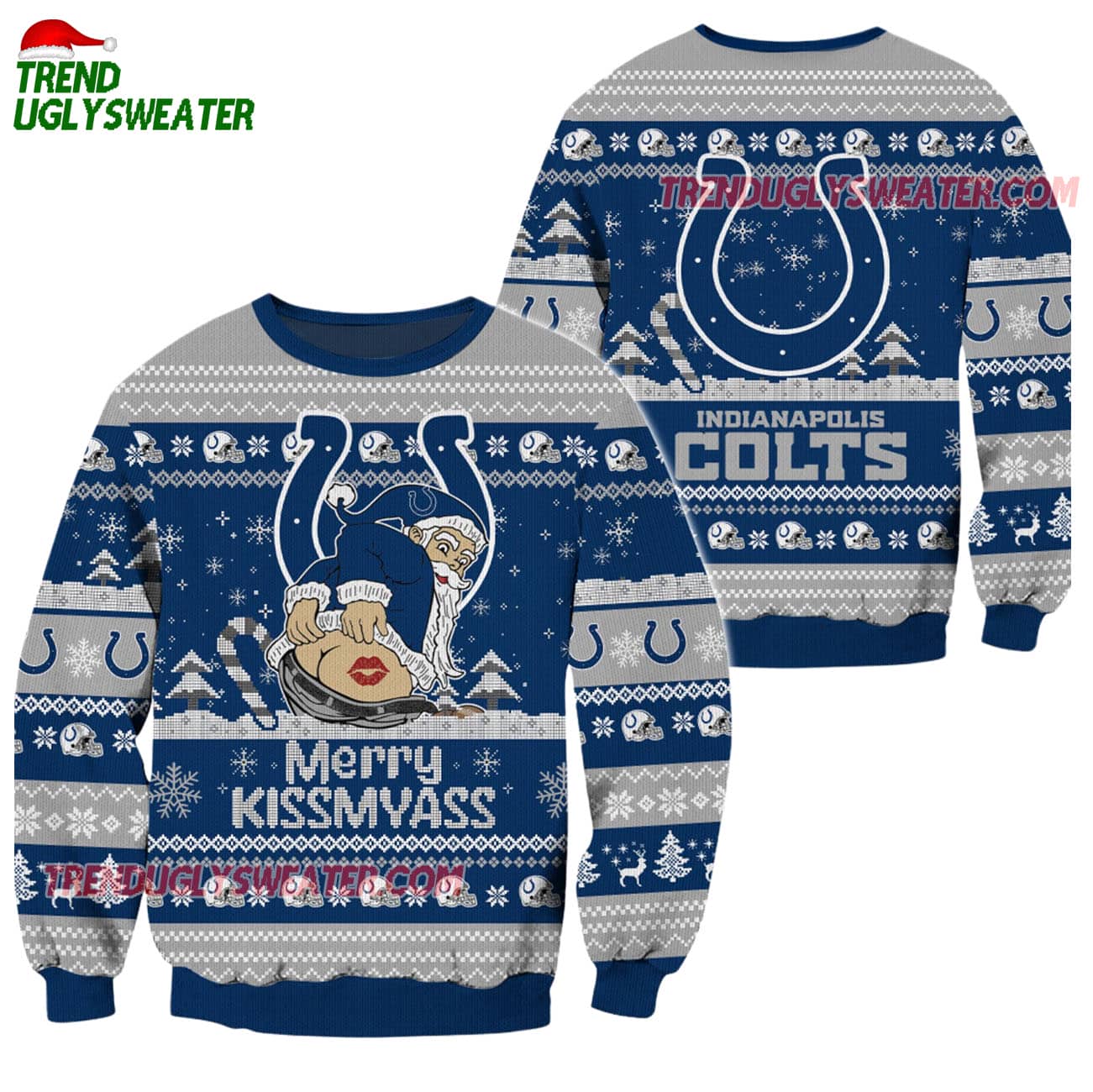 Indianapolis Colts Merrykissmyass Funny Santa Claus Christmas Ugly Sweater Indianapolis Colts Merrykissmyass Funny Santa Claus Christmas Ugly Sweater