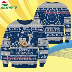 Indianapolis Colts Merrykissmyass Funny Santa Claus Christmas Ugly Sweater 4
