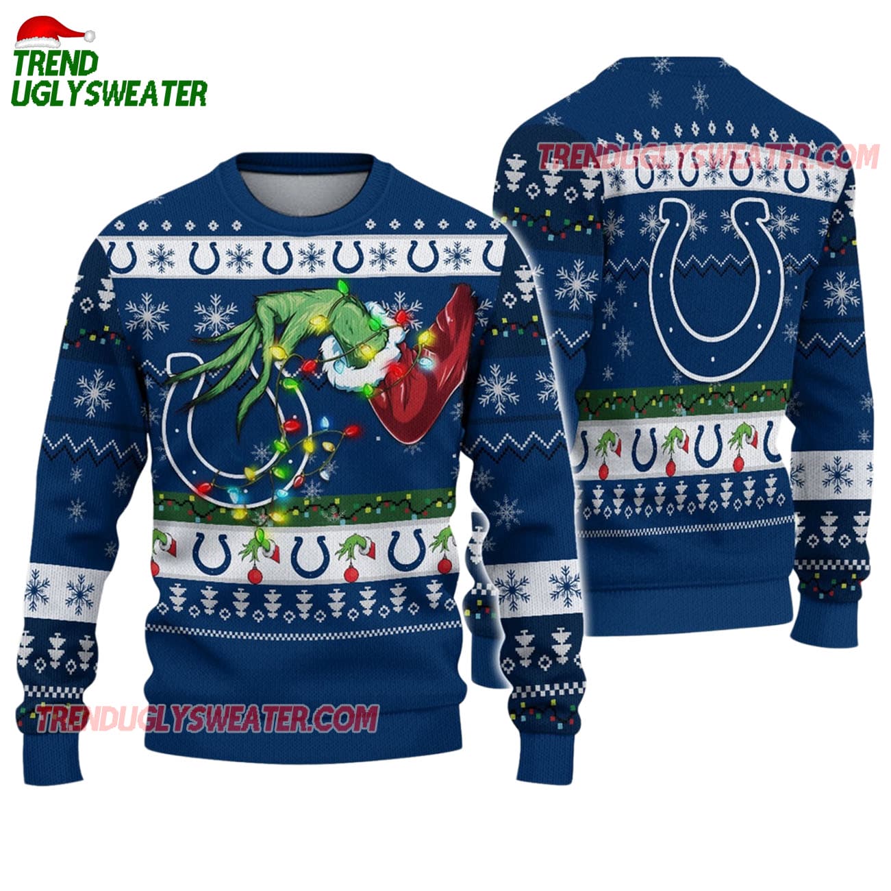 Indianapolis Colts Special Grinchs Hand Football Christmas Ugly Sweater Indianapolis Colts Special Grinchs Hand Football Christmas Ugly Sweater