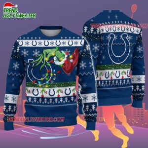 Indianapolis Colts Special Grinchs Hand Football Christmas Ugly Sweater 2