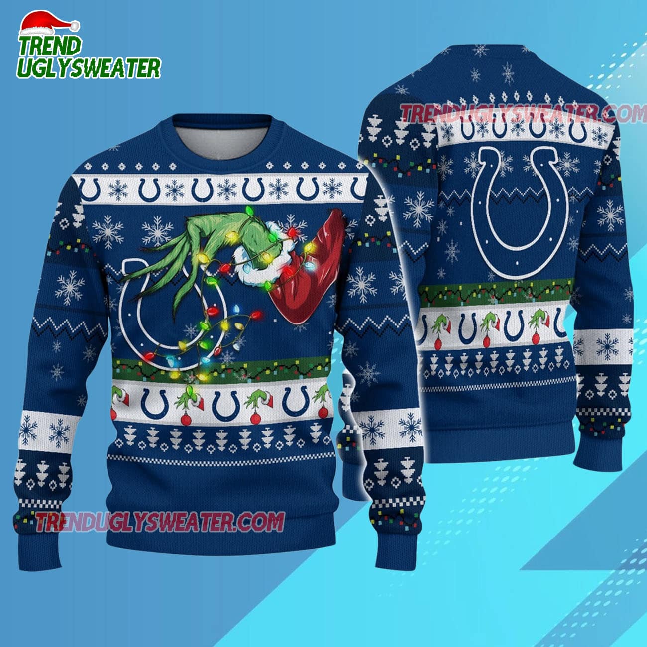 Indianapolis Colts Special Grinchs Hand Football Christmas Ugly Sweater Indianapolis Colts Special Grinchs Hand Football Christmas Ugly Sweater