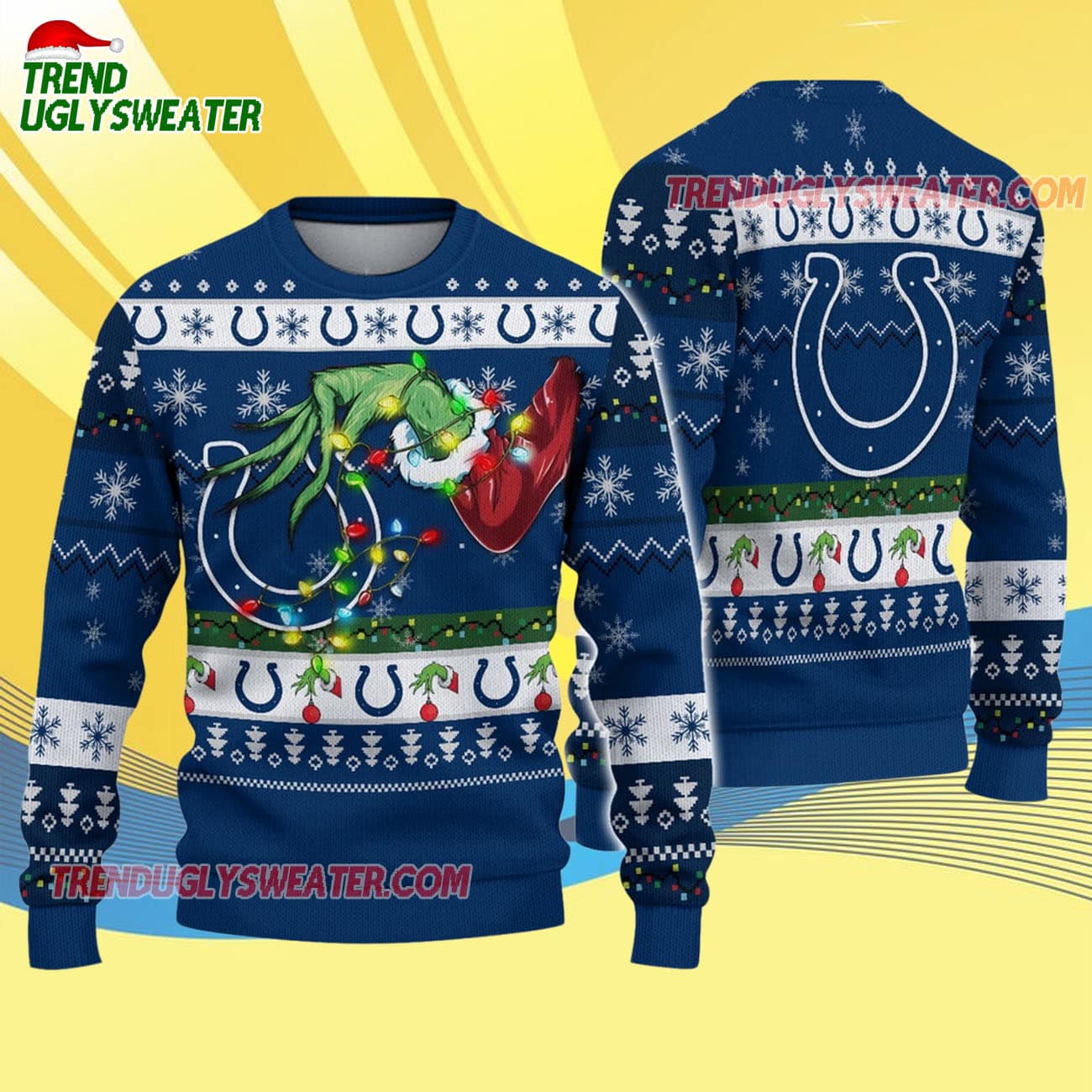 Indianapolis Colts Special Grinchs Hand Football Christmas Ugly Sweater Indianapolis Colts Special Grinchs Hand Football Christmas Ugly Sweater
