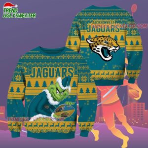 Jacksonville Jaguars Football Grinch Christmas Ugly Sweater 2