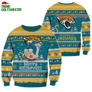 Jacksonville Jaguars Merrykissmyass Funny Santa Claus Christmas Ugly Sweater 1