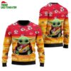 Kansas City Chiefs Baby Yoda Hug The Ball Christmas Ugly Sweater 1
