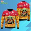 Kansas City Chiefs Baby Yoda Hug The Ball Christmas Ugly Sweater 3