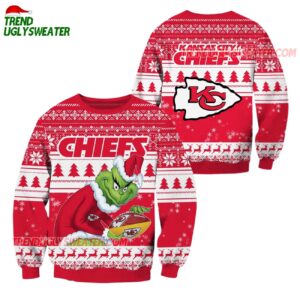 Kansas City Chiefs Football Grinch Christmas Ugly Sweater 1