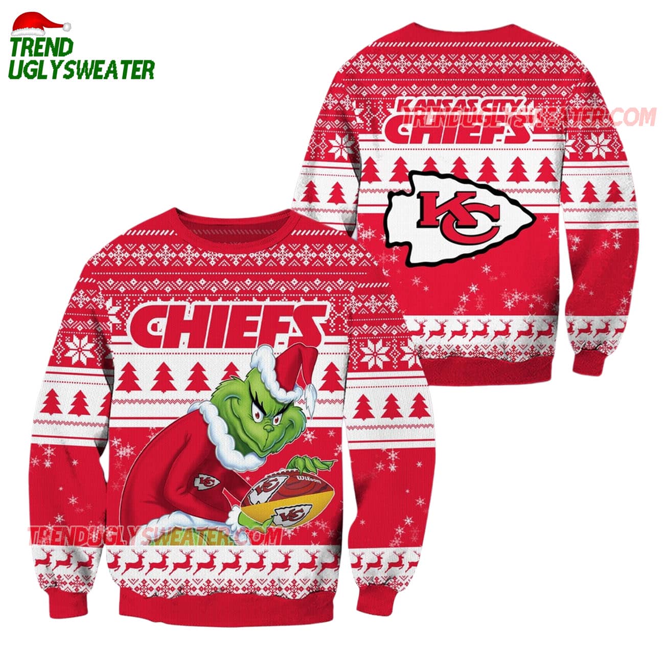 Kansas City Chiefs Football Grinch Christmas Ugly Sweater Kansas City Chiefs Football Grinch Christmas Ugly Sweater
