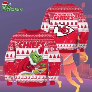 Kansas City Chiefs Football Grinch Christmas Ugly Sweater 2