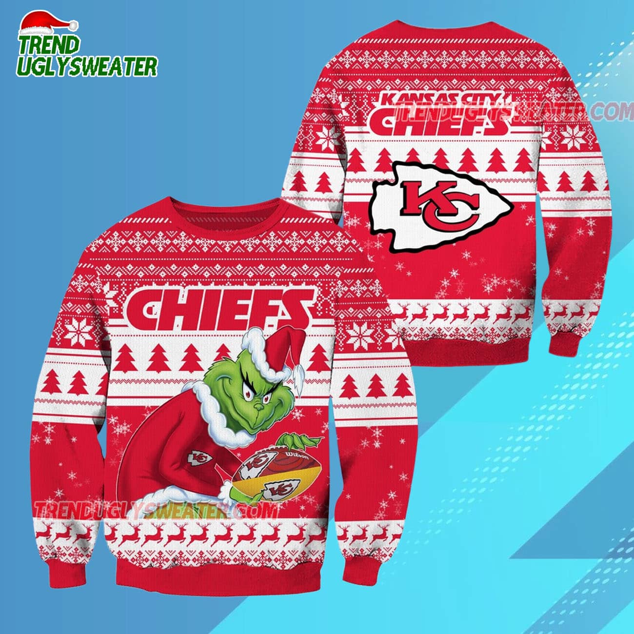 Kansas City Chiefs Football Grinch Christmas Ugly Sweater Kansas City Chiefs Football Grinch Christmas Ugly Sweater