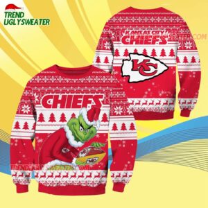 Kansas City Chiefs Football Grinch Christmas Ugly Sweater 4
