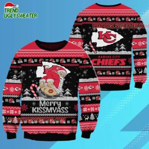 Kansas City Chiefs Merrykissmyass Funny Santa Claus Christmas Ugly Sweater 3