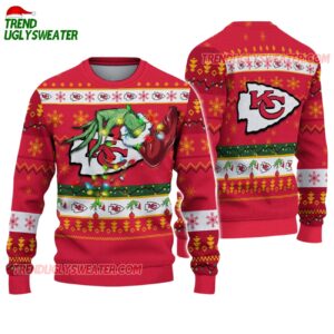 Kansas City Chiefs Special Grinchs Hand Football Christmas Ugly Sweater 1