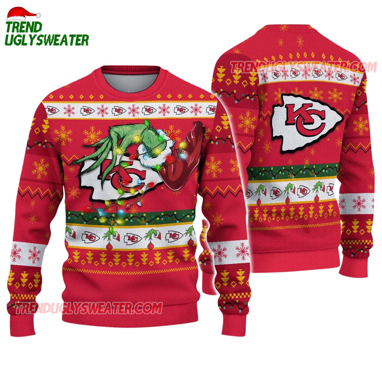 Kansas City Chiefs Special Grinchs Hand Football Christmas Ugly Sweater Kansas City Chiefs Special Grinchs Hand Football Christmas Ugly Sweater