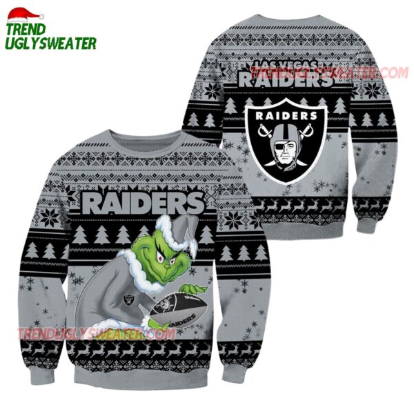 Las Vegas Raiders Football Grinch Christmas Ugly Sweater 1