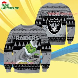 Las Vegas Raiders Football Grinch Christmas Ugly Sweater 3 Las Vegas Raiders Football Grinch Christmas Ugly Sweater 4