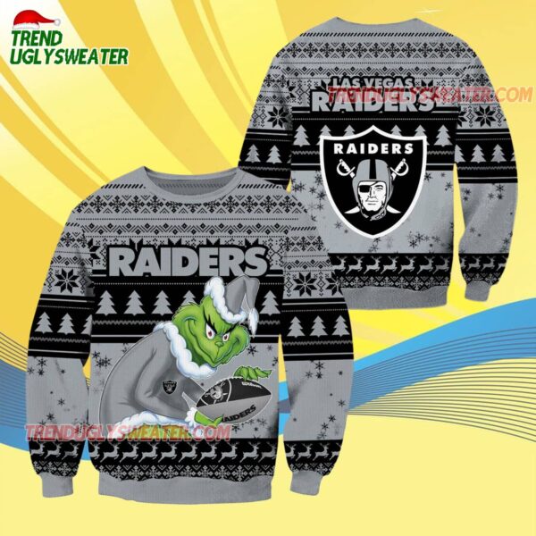 Las Vegas Raiders Football Grinch Christmas Ugly Sweater 4