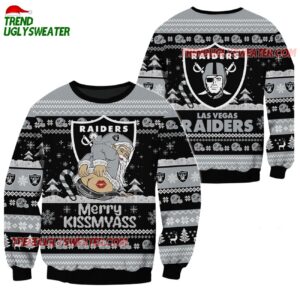 Las Vegas Raiders Merrykissmyass Funny Santa Claus Christmas Ugly Sweater 1