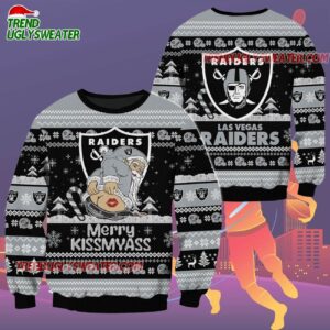Las Vegas Raiders Merrykissmyass Funny Santa Claus Christmas Ugly Sweater 2