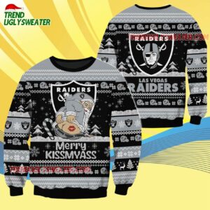 Las Vegas Raiders Merrykissmyass Funny Santa Claus Christmas Ugly Sweater 4