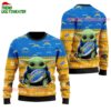 Los Angeles Chargers Baby Yoda Hug The Ball Christmas Ugly Sweater 1
