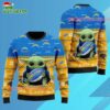 Los Angeles Chargers Baby Yoda Hug The Ball Christmas Ugly Sweater 3