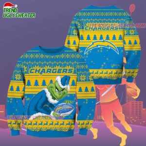 Los Angeles Chargers Football Grinch Christmas Ugly Sweater 2