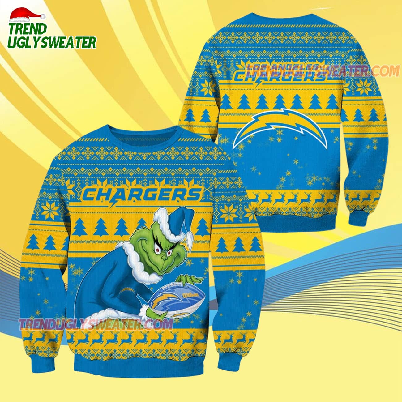 Los Angeles Chargers Football Grinch Christmas Ugly Sweater Los Angeles Chargers Football Grinch Christmas Ugly Sweater